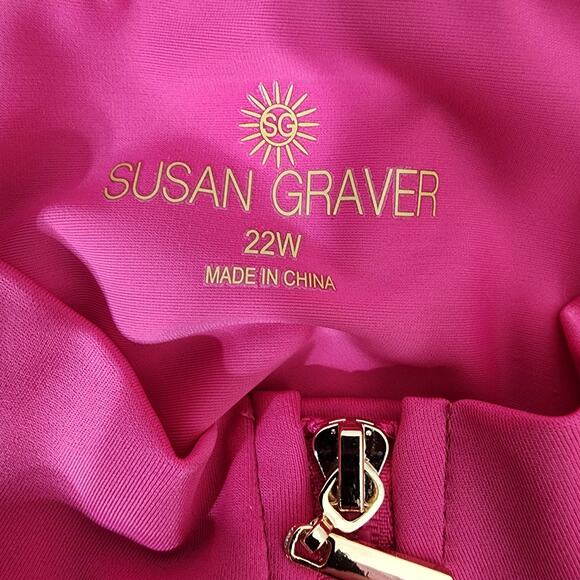 Susan Graver Women's Soleil Rashguard Top Size 22W Pink Half Zip UPF 30 Outdoor - Picture 7 of 9